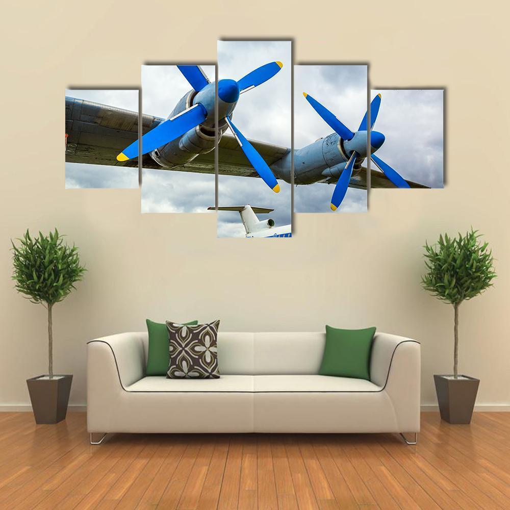 Wing Of Aircraft Against The Sky Canvas Wall Art-5 Star-Gallery Wrap-62" x 32"-Tiaracle