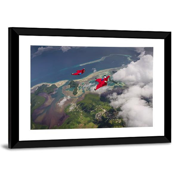 Wingsuit Flying Over Palau Coast Canvas Wall Art-5 Horizontal-Gallery Wrap-22" x 12"-Tiaracle
