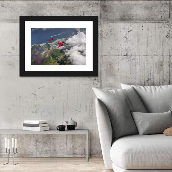 Wingsuit Flying Over Palau Coast Canvas Wall Art-3 Horizontal-Gallery Wrap-25" x 16"-Tiaracle