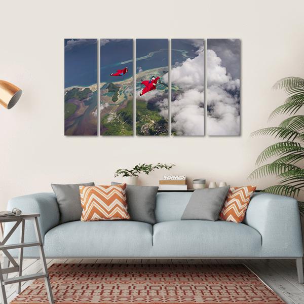Wingsuit Flying Over Palau Coast Canvas Wall Art-5 Horizontal-Gallery Wrap-22" x 12"-Tiaracle