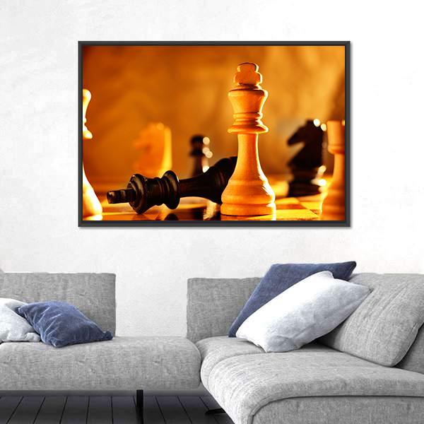 Winner And Loser In A Game Of Chess With Focus To The Two Kings Canvas Wall Art-5 Horizontal-Gallery Wrap-22&quot; x 12&quot;-Tiaracle