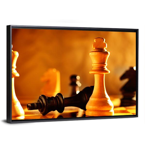 Winner And Loser In A Game Of Chess With Focus To The Two Kings Canvas Wall Art-5 Horizontal-Gallery Wrap-22" x 12"-Tiaracle