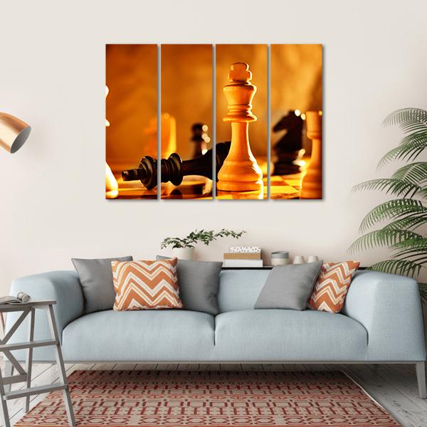 Winner And Loser In A Game Of Chess With Focus To The Two Kings Canvas Wall Art-4 Horizontal-Gallery Wrap-34" x 24"-Tiaracle