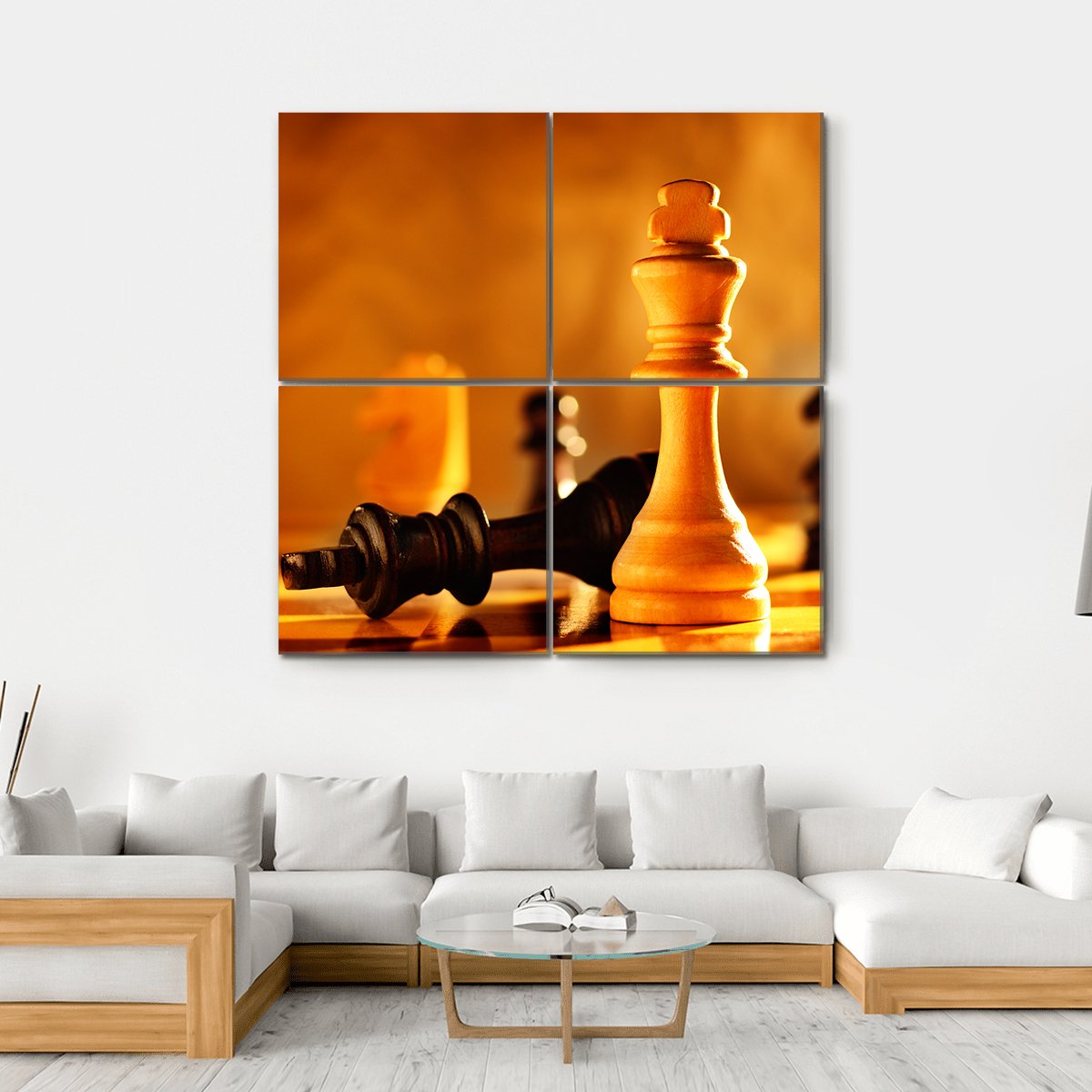 Winner And Loser In A Game Of Chess With Focus To The Two Kings Canvas Wall Art-4 Square-Gallery Wrap-17&quot; x 17&quot;-Tiaracle
