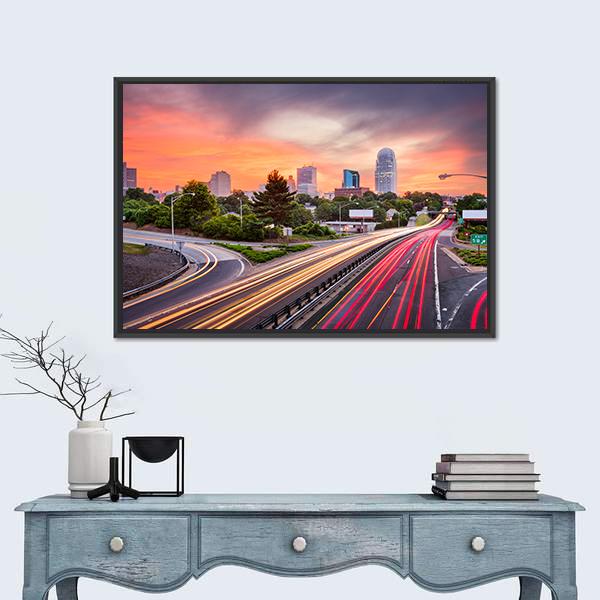 Winston Salem North Carolina Canvas Wall Art-1 Piece-Floating Frame-24" x 16"-Tiaracle