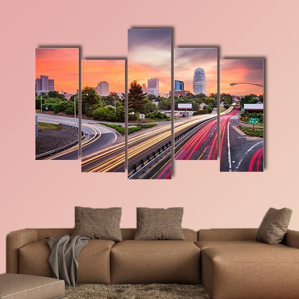Winston Salem North Carolina Canvas Wall Art-5 Pop-Gallery Wrap-47" x 32"-Tiaracle