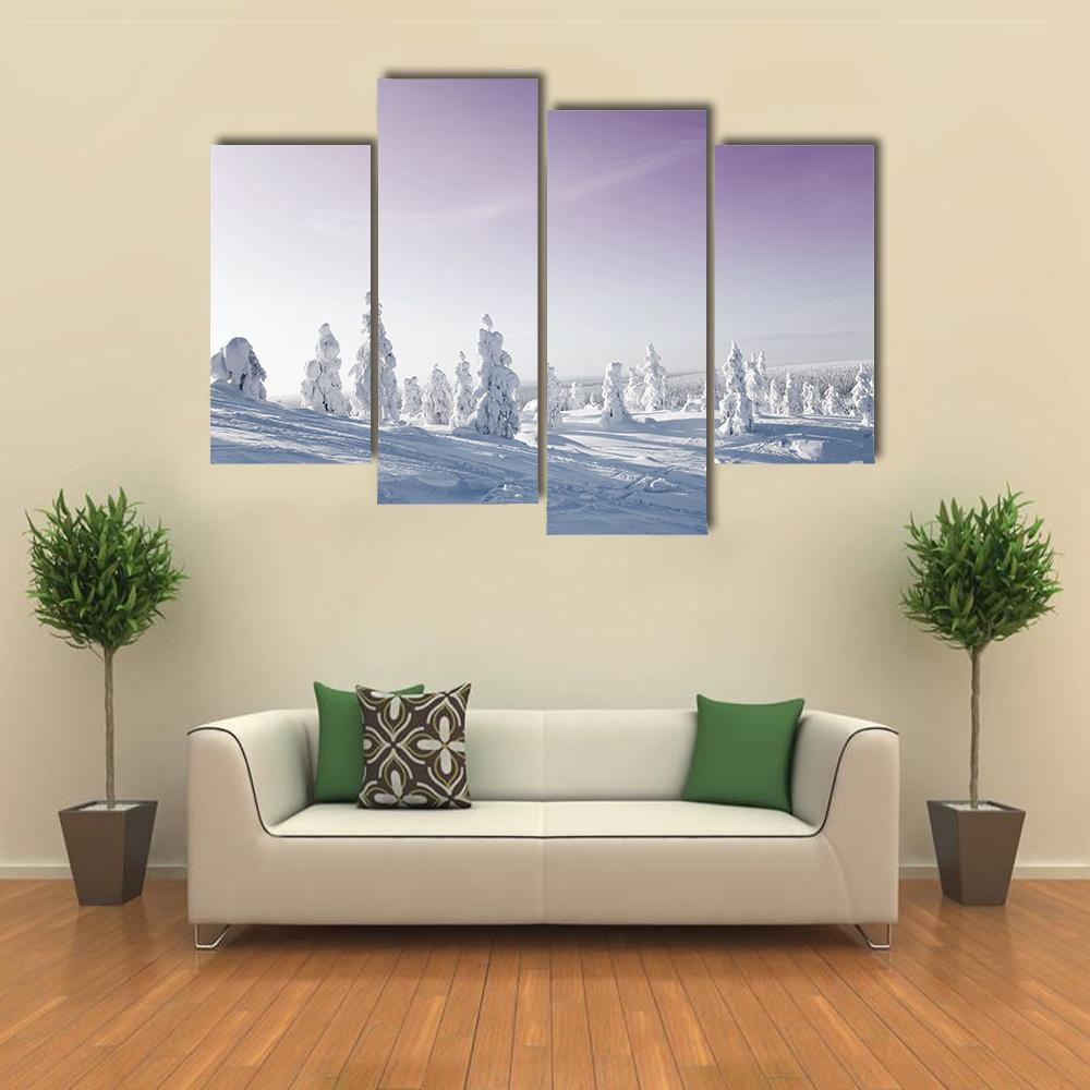 Trees In Winter Canvas Wall Art-4 Pop-Gallery Wrap-50" x 32"-Tiaracle