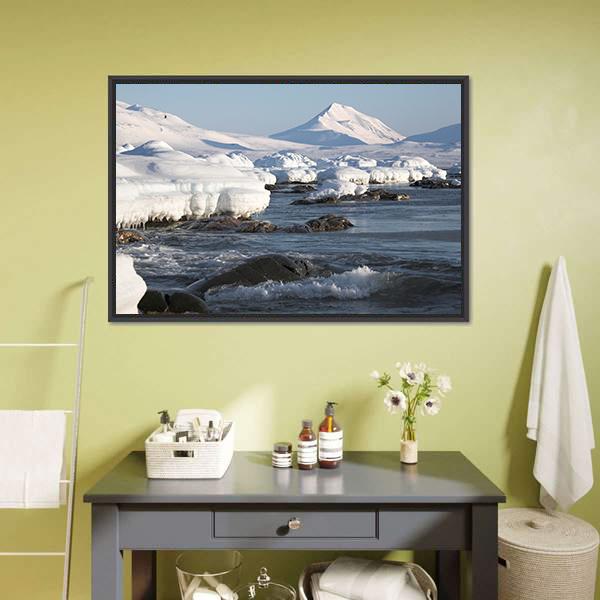 Winter Arctic Landscape Canvas Wall Art-1 Piece-Floating Frame-24" x 16"-Tiaracle