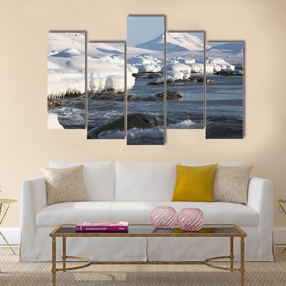 Winter Arctic Landscape Canvas Wall Art-5 Pop-Gallery Wrap-47" x 32"-Tiaracle