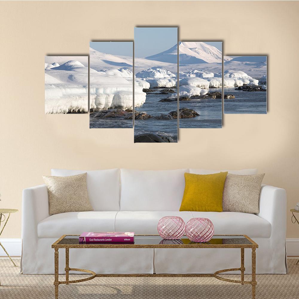 Winter Arctic Landscape Canvas Wall Art-1 Piece-Gallery Wrap-48" x 32"-Tiaracle