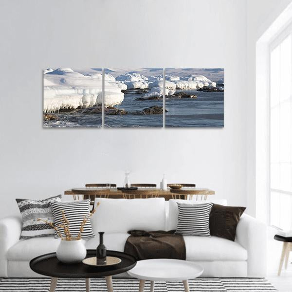 Winter Arctic Landscape Panoramic Canvas Wall Art-3 Piece-25" x 08"-Tiaracle