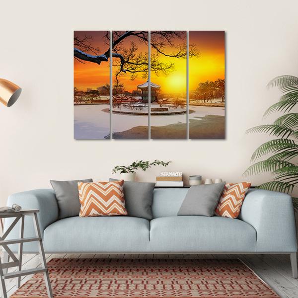 Winter At Gyeongbokgung Palace Canvas Wall Art-4 Horizontal-Gallery Wrap-34" x 24"-Tiaracle
