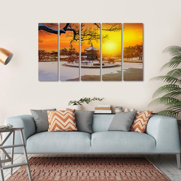 Winter At Gyeongbokgung Palace Canvas Wall Art-5 Horizontal-Gallery Wrap-22" x 12"-Tiaracle
