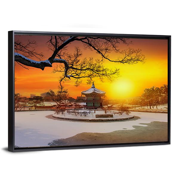 Winter At Gyeongbokgung Palace Canvas Wall Art-3 Horizontal-Gallery Wrap-25" x 16"-Tiaracle