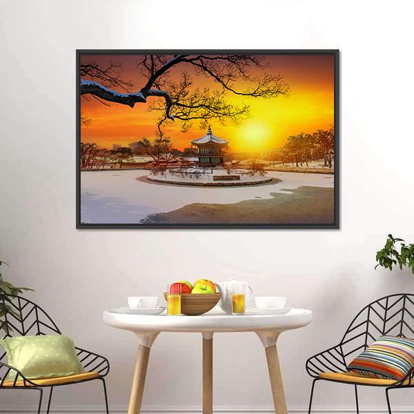 Winter At Gyeongbokgung Palace Canvas Wall Art-3 Horizontal-Gallery Wrap-25" x 16"-Tiaracle