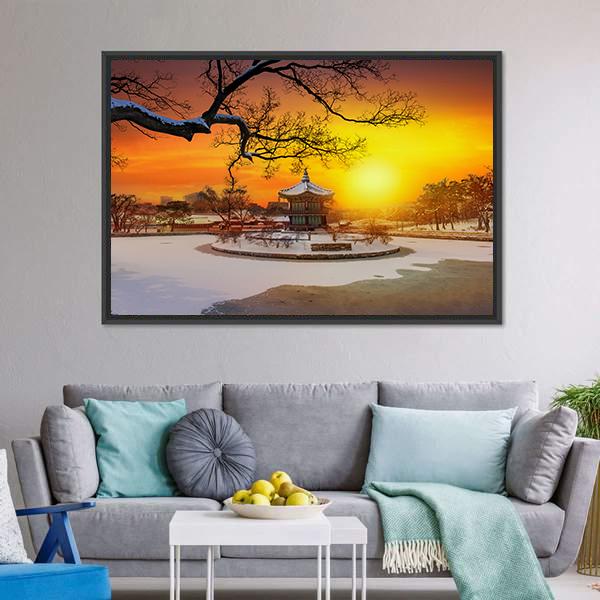 Winter At Gyeongbokgung Palace Canvas Wall Art-3 Horizontal-Gallery Wrap-25" x 16"-Tiaracle