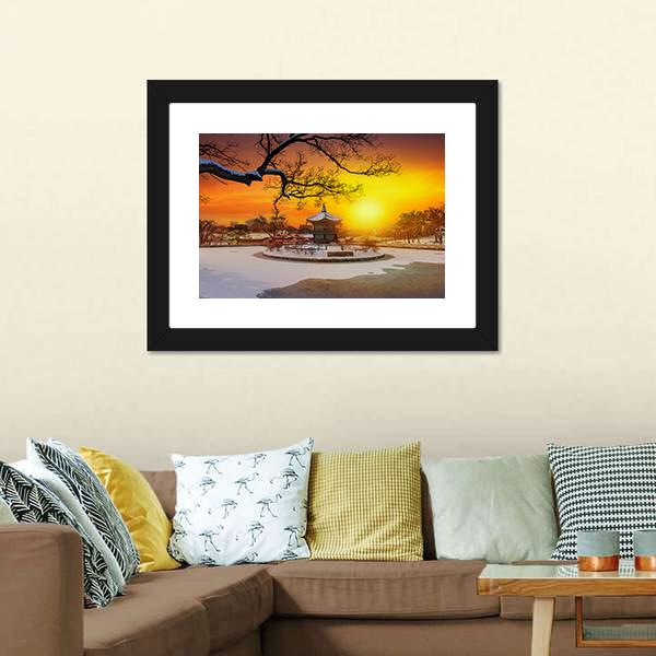 Winter At Gyeongbokgung Palace Canvas Wall Art-3 Horizontal-Gallery Wrap-25" x 16"-Tiaracle