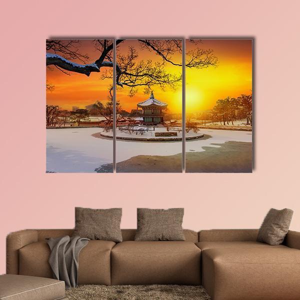 Winter At Gyeongbokgung Palace Canvas Wall Art-3 Horizontal-Gallery Wrap-25" x 16"-Tiaracle