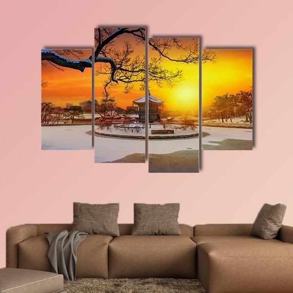 Winter At Gyeongbokgung Palace Canvas Wall Art-4 Pop-Gallery Wrap-50" x 32"-Tiaracle
