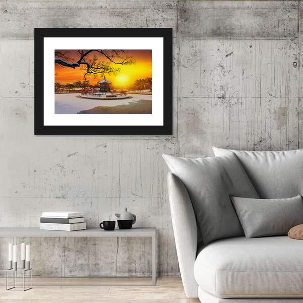 Winter At Gyeongbokgung Palace Panoramic Canvas Wall Art-1 Piece-36" x 12"-Tiaracle