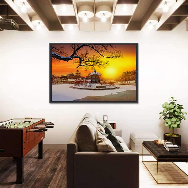 Winter At Gyeongbokgung Palace Panoramic Canvas Wall Art-1 Piece-36" x 12"-Tiaracle