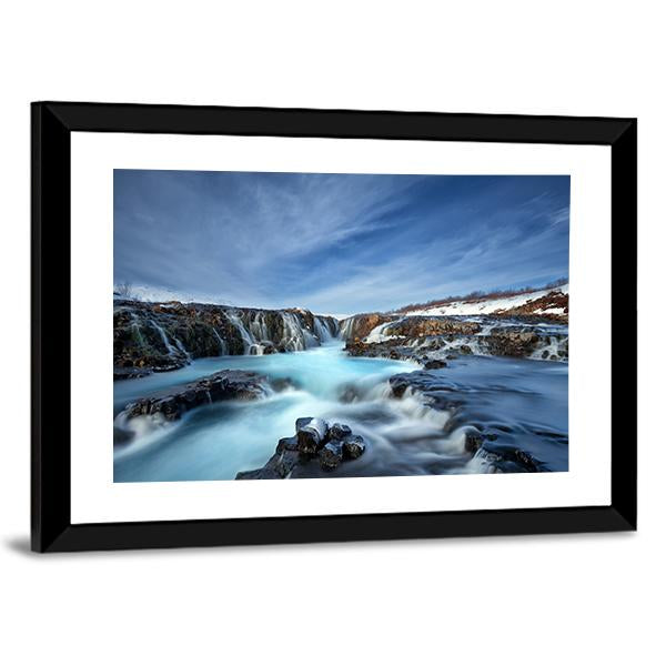 Winter Day At Bruarfoss Waterfall Canvas Wall Art-5 Horizontal-Gallery Wrap-22" x 12"-Tiaracle
