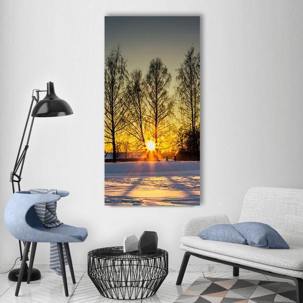 Winter Day with the Sun Rays Vertical Canvas Wall Art-1 Vertical-Gallery Wrap-12" x 24"-Tiaracle