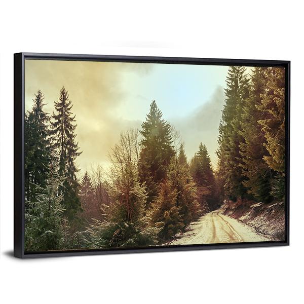 Winter Forest In Carpathians Canvas Wall Art-3 Horizontal-Gallery Wrap-25" x 16"-Tiaracle