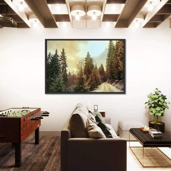 Winter Forest In Carpathians Canvas Wall Art-3 Horizontal-Gallery Wrap-25" x 16"-Tiaracle