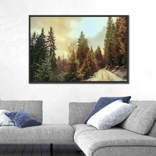 Winter Forest In Carpathians Canvas Wall Art-3 Horizontal-Gallery Wrap-25" x 16"-Tiaracle