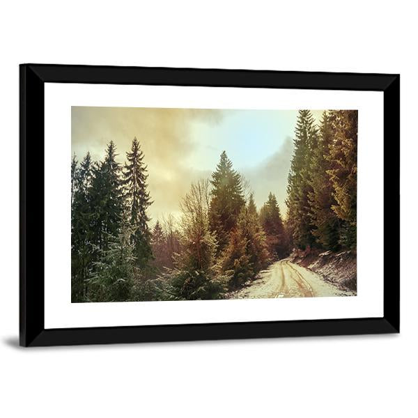 Winter Forest In Carpathians Canvas Wall Art-3 Horizontal-Gallery Wrap-25" x 16"-Tiaracle