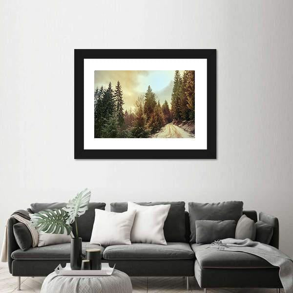 Winter Forest In Carpathians Canvas Wall Art-3 Horizontal-Gallery Wrap-25" x 16"-Tiaracle