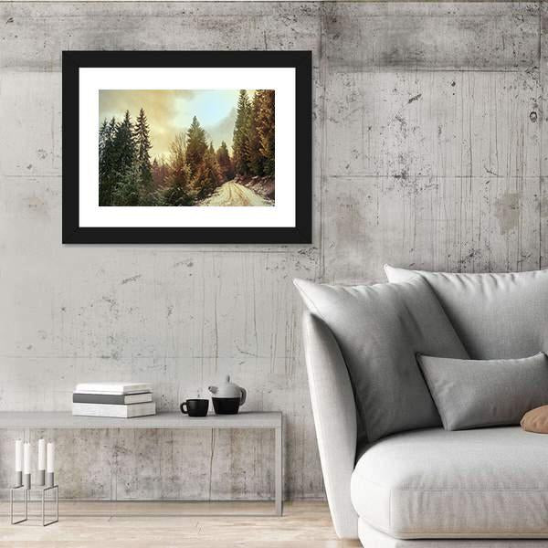 Winter Forest In Carpathians Canvas Wall Art-3 Horizontal-Gallery Wrap-25" x 16"-Tiaracle