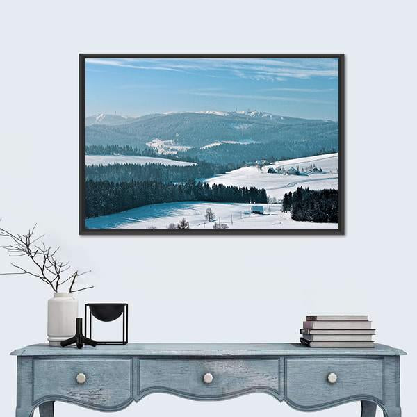 Winter In Breitnau In The Black Forest Canvas Wall Art-1 Piece-Floating Frame-24" x 16"-Tiaracle
