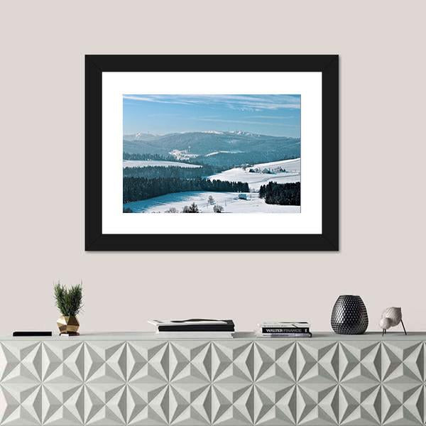 Winter In Breitnau In The Black Forest Canvas Wall Art-1 Piece-Framed Print-20" x 16"-Tiaracle