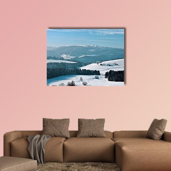 Winter In Breitnau In The Black Forest Canvas Wall Art-1 Piece-Gallery Wrap-48" x 32"-Tiaracle