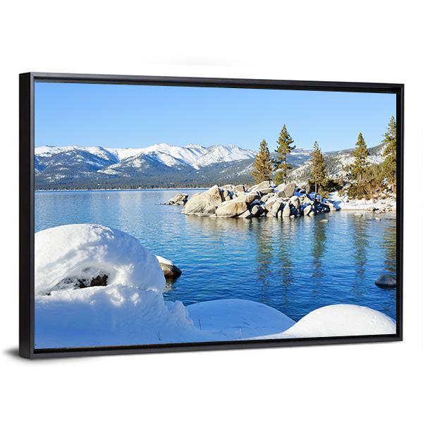 Winter In Lake Tahoe Canvas Wall Art-3 Horizontal-Gallery Wrap-25" x 16"-Tiaracle