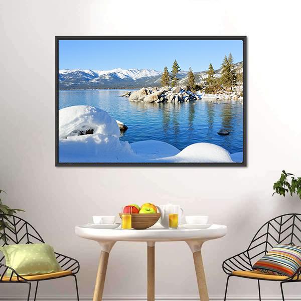 Winter In Lake Tahoe Canvas Wall Art-3 Horizontal-Gallery Wrap-25" x 16"-Tiaracle