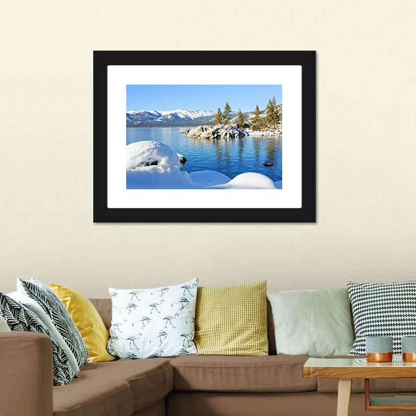 Winter In Lake Tahoe Canvas Wall Art-3 Horizontal-Gallery Wrap-25" x 16"-Tiaracle