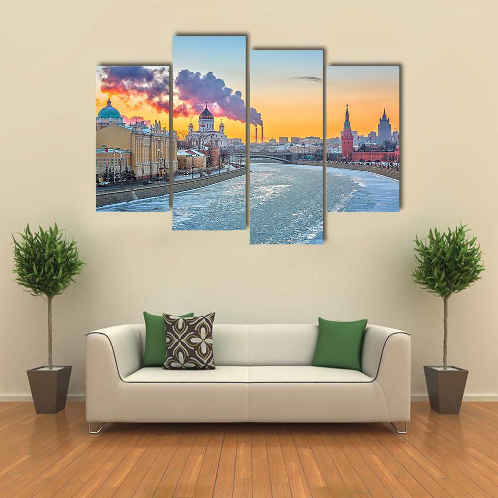 Winter In Moscow Canvas Wall Art-4 Pop-Gallery Wrap-50" x 32"-Tiaracle