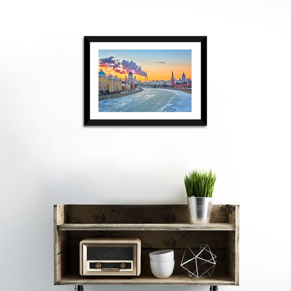 Winter In Moscow Canvas Wall Art-1 Piece-Framed Print-20" x 16"-Tiaracle