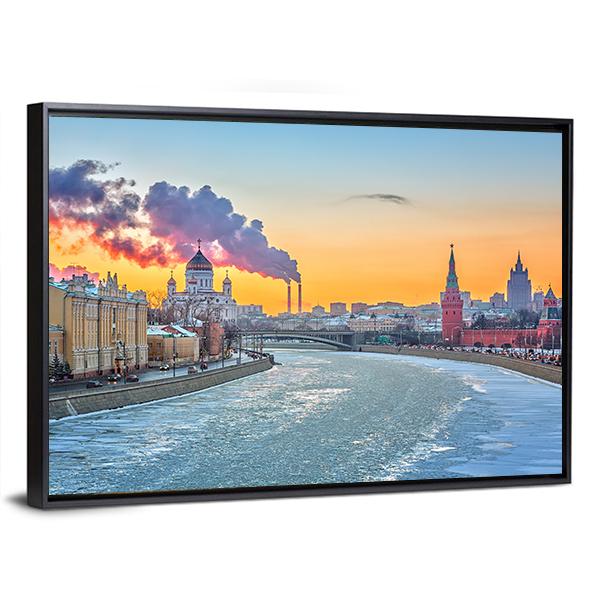 Winter In Moscow Canvas Wall Art-3 Horizontal-Gallery Wrap-25" x 16"-Tiaracle