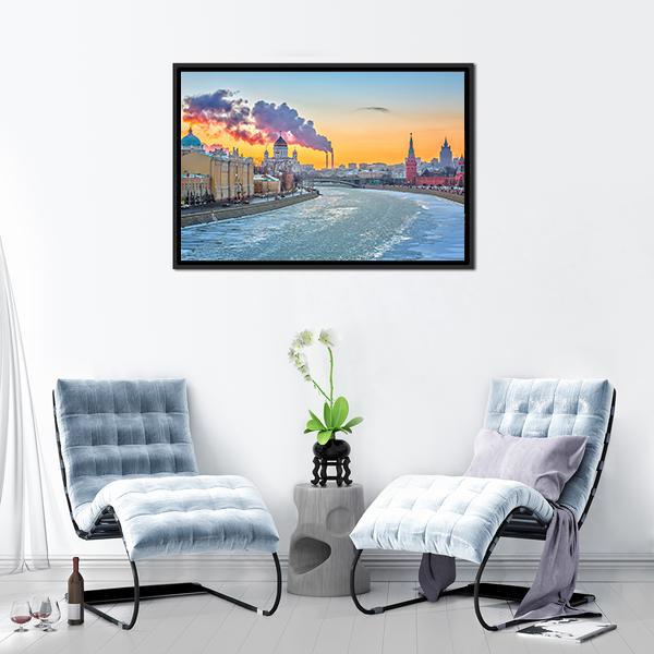 Winter In Moscow Canvas Wall Art-3 Horizontal-Gallery Wrap-25" x 16"-Tiaracle