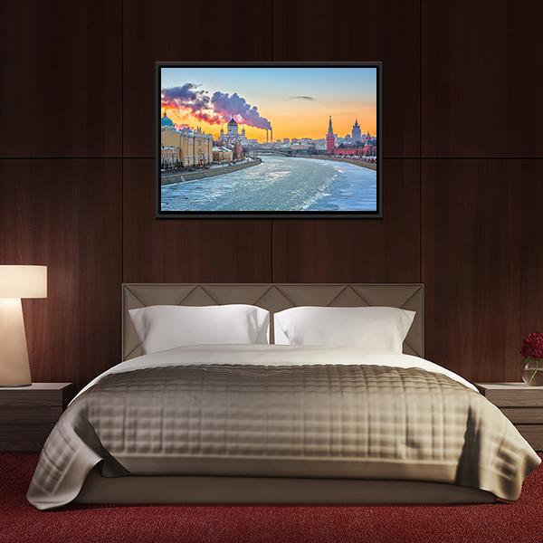 Winter In Moscow Canvas Wall Art-3 Horizontal-Gallery Wrap-25" x 16"-Tiaracle