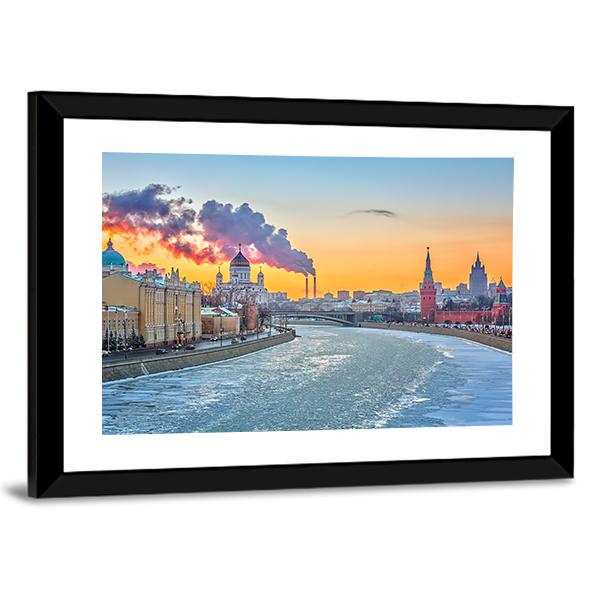 Winter In Moscow Canvas Wall Art-3 Horizontal-Gallery Wrap-25" x 16"-Tiaracle
