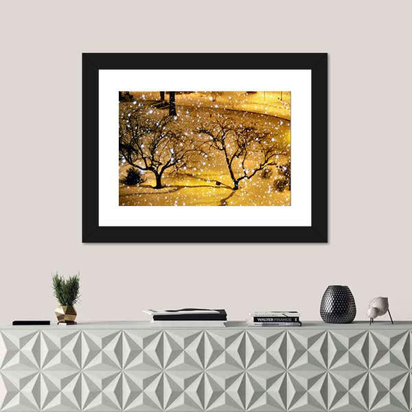 Winter In New York City Canvas Wall Art-1 Piece-Framed Print-20" x 16"-Tiaracle