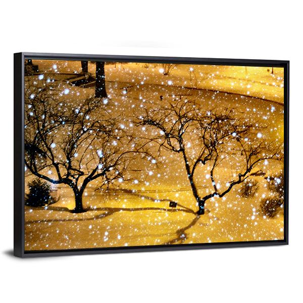 Winter In New York City Canvas Wall Art-3 Horizontal-Gallery Wrap-25" x 16"-Tiaracle