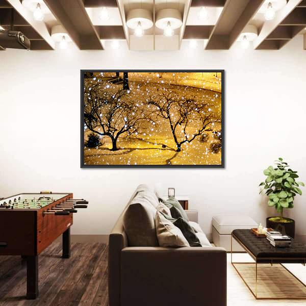 Winter In New York City Canvas Wall Art-3 Horizontal-Gallery Wrap-25" x 16"-Tiaracle