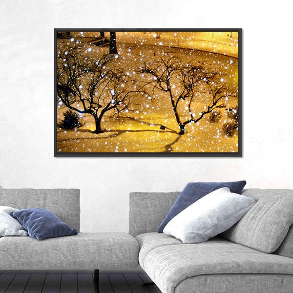 Winter In New York City Canvas Wall Art-3 Horizontal-Gallery Wrap-25" x 16"-Tiaracle