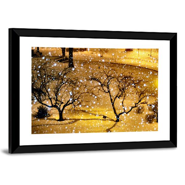 Winter In New York City Canvas Wall Art-3 Horizontal-Gallery Wrap-25" x 16"-Tiaracle